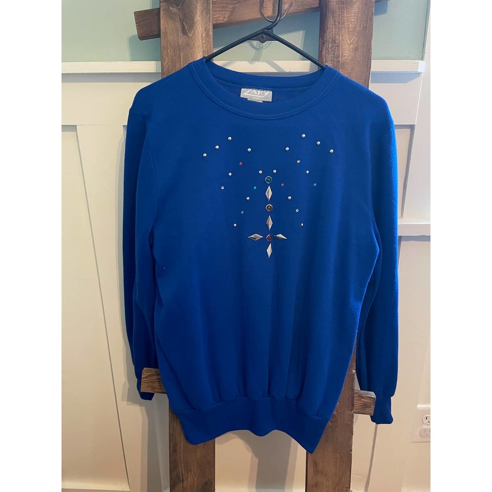 Vintage Laky Made in the USA Jeweled Blue  Sweatshirt